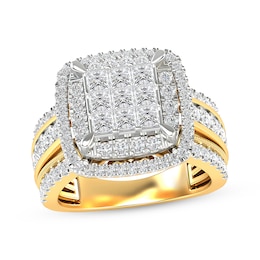 Diamond Engagement Ring 2 ct tw Princess & Round 14K Yellow Gold