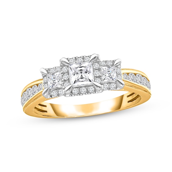 Kay Three-Stone Diamond Engagement Ring 1 ct tw Princess/Round 14K Yellow Gold