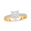 Diamond Engagement Ring 1/2 ct tw Princess & Round 18K Yellow Gold