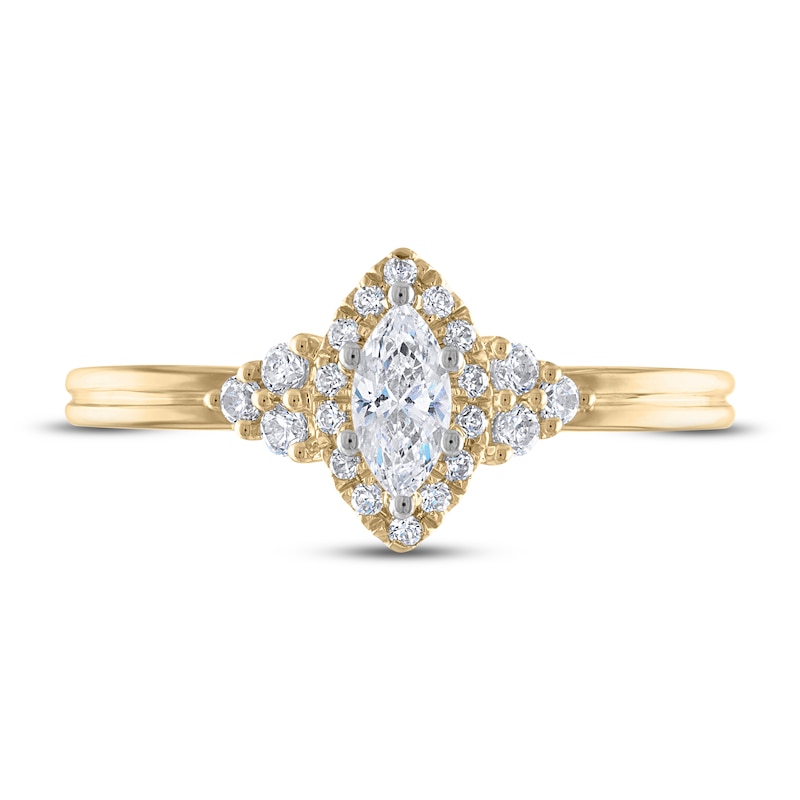 Diamond Engagement Ring 3/8 ct tw Marquise & Round-Cut 14K Yellow Gold