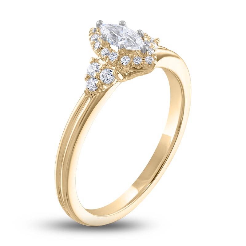 Diamond Engagement Ring 3/8 ct tw Marquise & Round-Cut 14K Yellow Gold