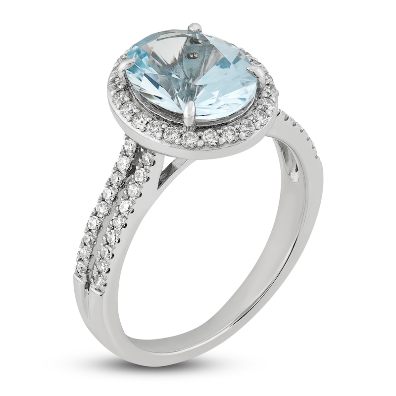 Main Image 2 of Now + Forever Aquamarine & Diamond Engagement Ring 3/8 ct tw Oval, Round-Cut 14K White Gold