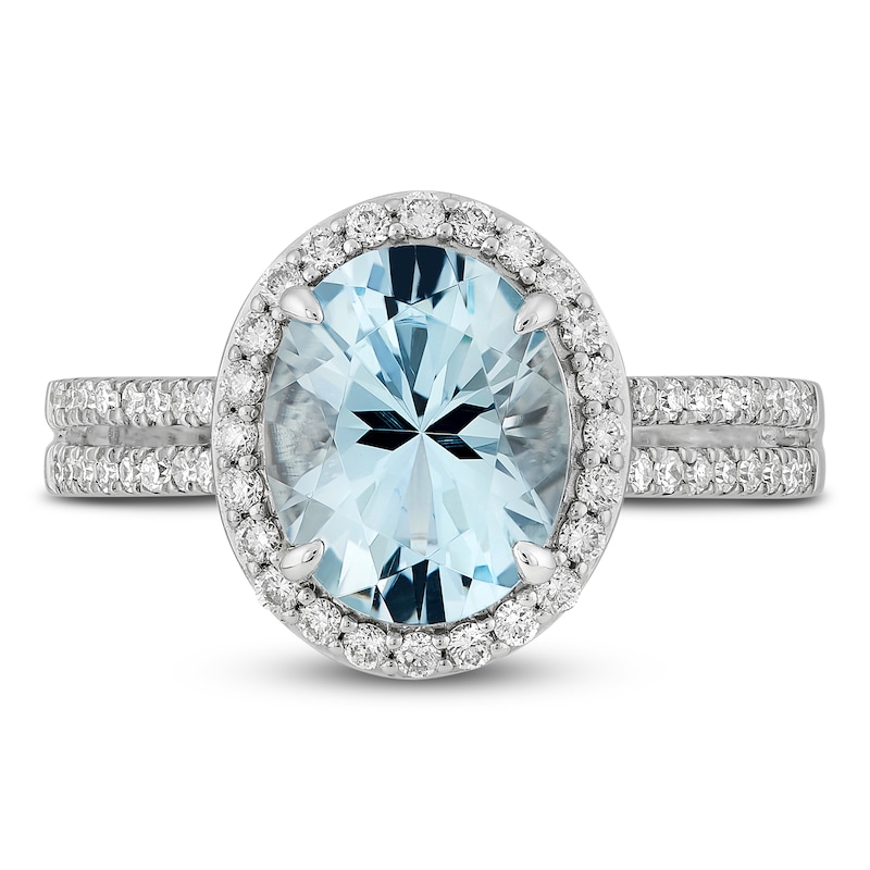 Main Image 3 of Now + Forever Aquamarine & Diamond Engagement Ring 3/8 ct tw Oval, Round-Cut 14K White Gold