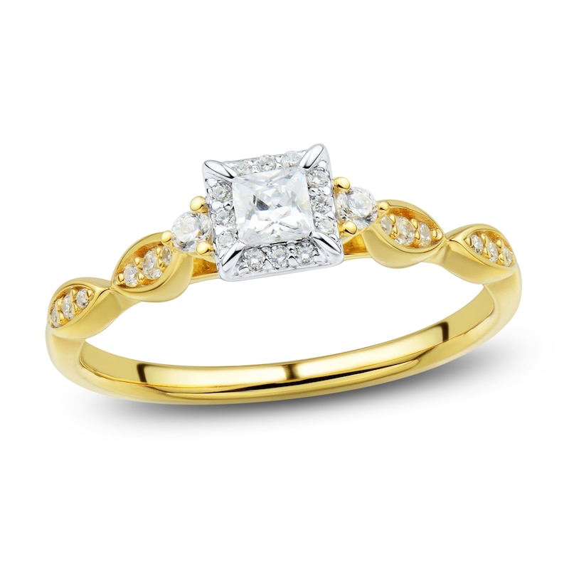 Diamond Engagement Ring 1/3 ct tw Princess & Round-Cut 14K Two-Tone Gold