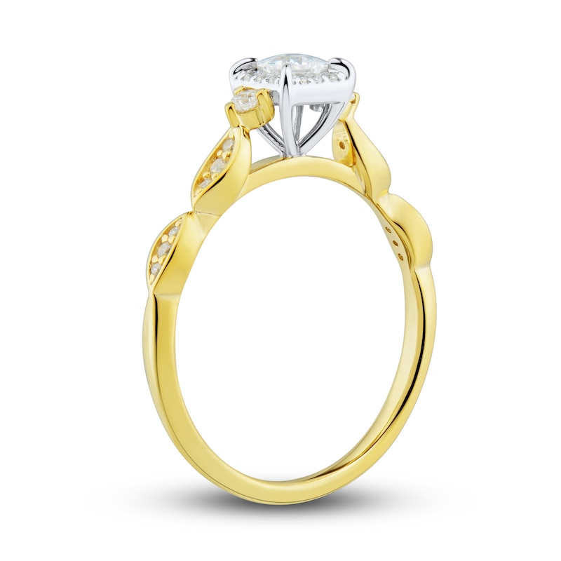 Diamond Engagement Ring 1/3 ct tw Princess & Round-Cut 14K Two-Tone Gold