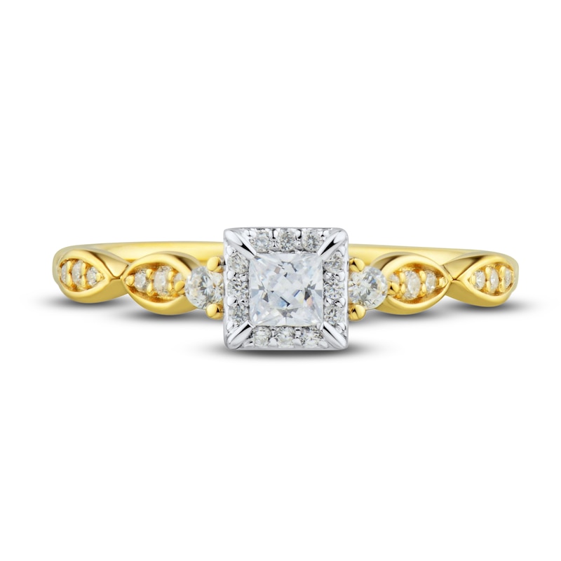 Diamond Engagement Ring 1/3 ct tw Princess & Round-Cut 14K Two-Tone Gold
