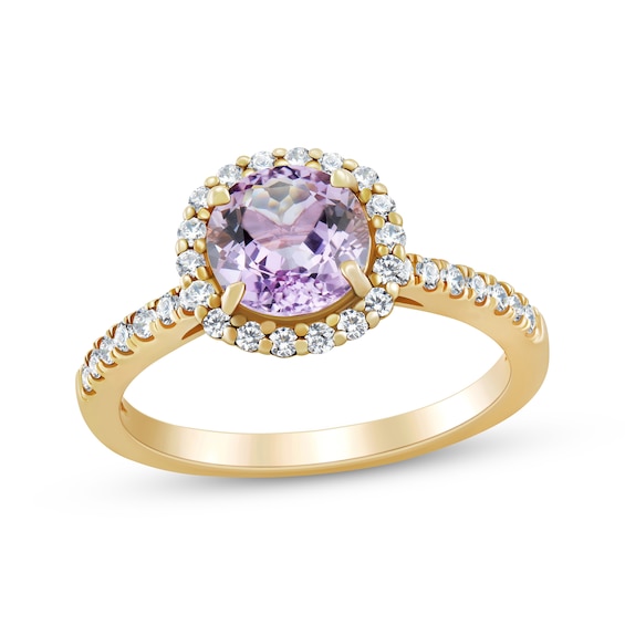 Now + Forever Amethyst Engagement Ring 3/8 ct tw Diamonds 14K Yellow Gold
