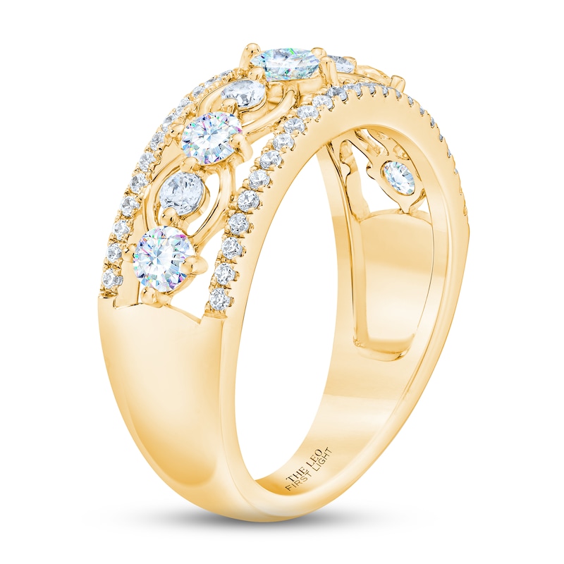 THE LEO First Light Diamond Princess & Round-Cut Anniversary Ring 1 ct tw 14K Yellow Gold