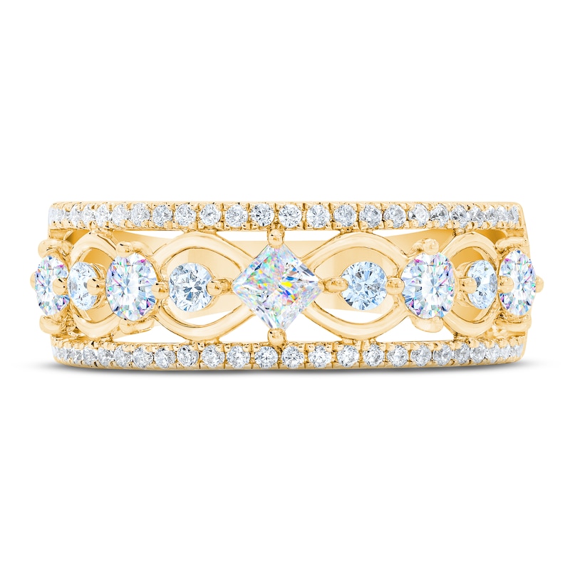 THE LEO First Light Diamond Princess & Round-Cut Anniversary Ring 1 ct tw 14K Yellow Gold