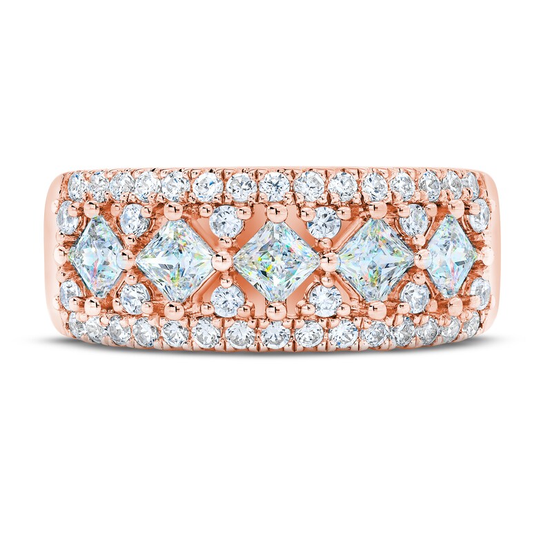 Main Image 3 of THE LEO First Light Diamond Princess & Round-Cut Anniversary Ring 1-1/2 ct tw 14K Rose Gold