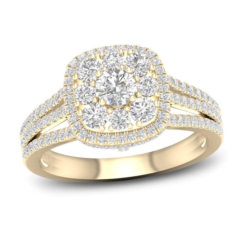 Multi-Diamond Engagement Ring 1-1/5 ct tw Round-Cut 14K Yellow Gold