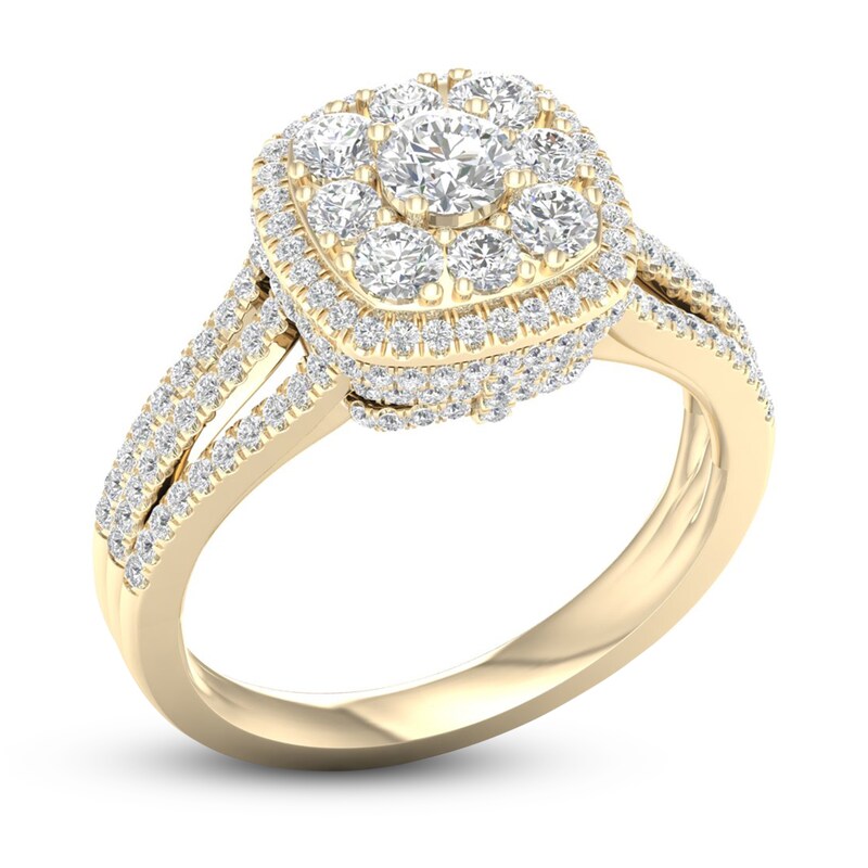 Main Image 2 of Now + Forever Multi-Diamond Engagement Ring 1-1/5 ct tw Round-Cut 14K Yellow Gold