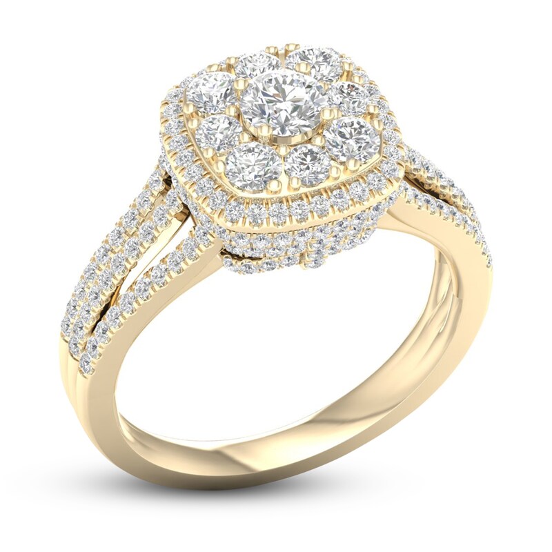 Multi-Diamond Engagement Ring 1-1/5 ct tw Round-Cut 14K Yellow Gold