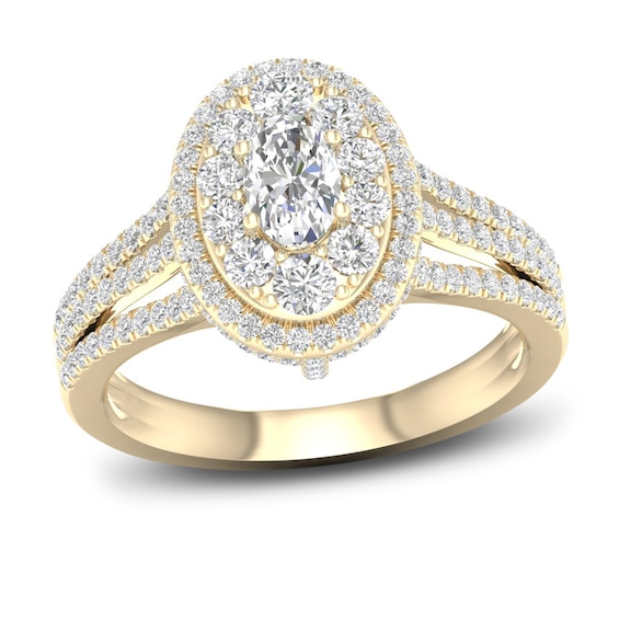 Now + Forever Multi-Diamond Engagement Ring 1-1/5 ct tw Oval & Round-cut 14K Gold