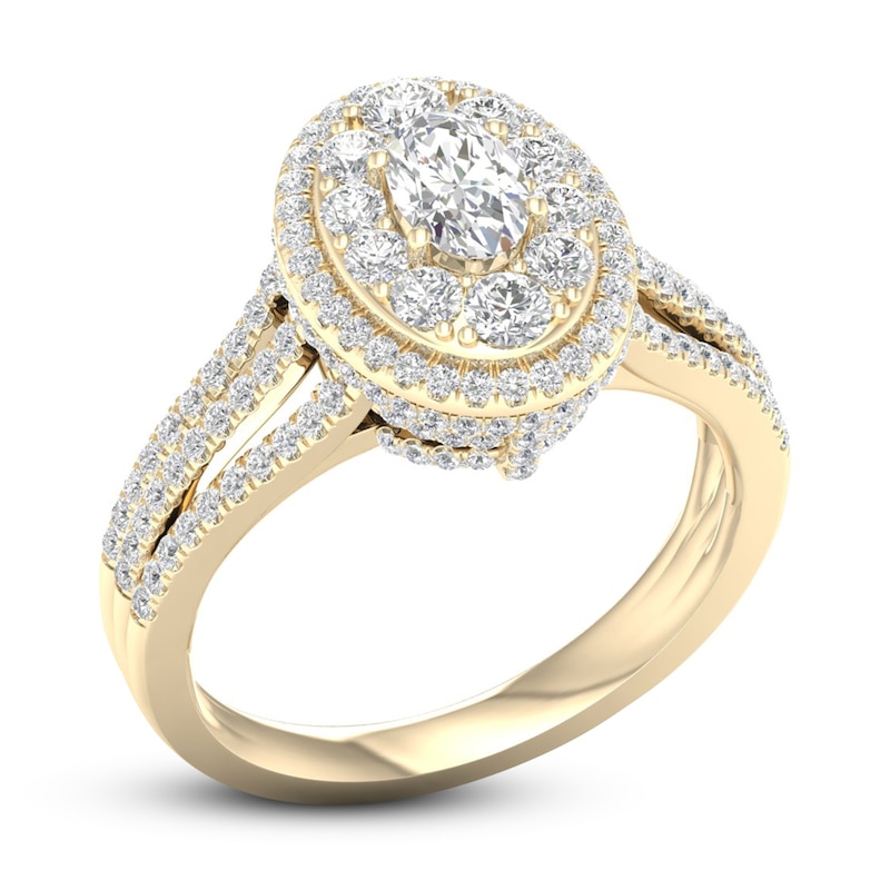 Main Image 2 of Now + Forever Multi-Diamond Engagement Ring 1-1/5 ct tw Oval & Round-cut 14K Yellow Gold
