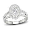 Multi-Diamond Engagement Ring 1-1/5 ct tw Oval & Round-cut 14K White Gold