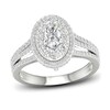 Thumbnail Image 0 of Multi-Diamond Engagement Ring 1-1/5 ct tw Oval & Round-cut 14K White Gold