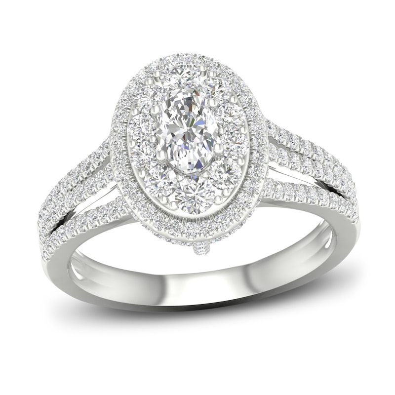 Main Image 1 of Now + Forever Multi-Diamond Engagement Ring 1-1/5 ct tw Oval & Round-cut 14K White Gold