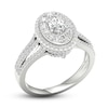 Multi-Diamond Engagement Ring 1-1/5 ct tw Oval & Round-cut 14K White Gold