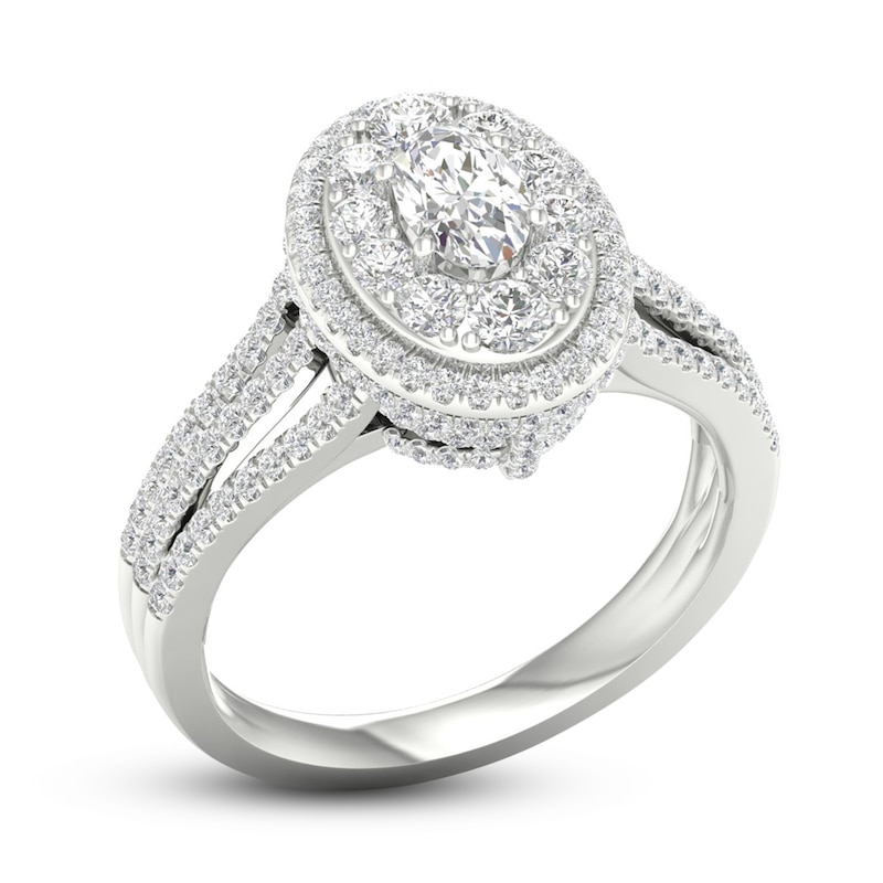Main Image 2 of Now + Forever Multi-Diamond Engagement Ring 1-1/5 ct tw Oval & Round-cut 14K White Gold