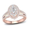 Thumbnail Image 0 of Multi-Diamond Engagement Ring 1-1/5 ct tw Oval & Round-cut 14K Rose Gold