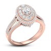 Thumbnail Image 1 of Multi-Diamond Engagement Ring 1-1/5 ct tw Oval & Round-cut 14K Rose Gold