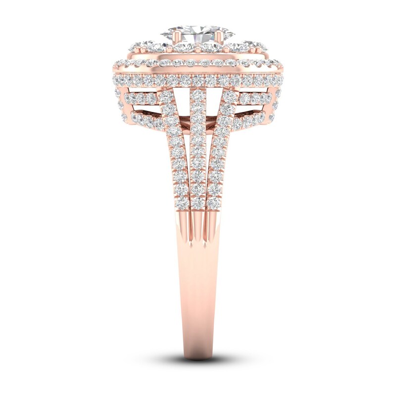 Multi-Diamond Engagement Ring 1-1/5 ct tw Oval & Round-cut 14K Rose Gold