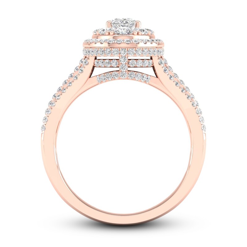 Multi-Diamond Engagement Ring 1-1/5 ct tw Oval & Round-cut 14K Rose Gold