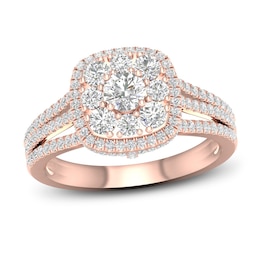 Now + Forever Multi-Diamond Engagement Ring 1-1/5 ct tw Round-Cut 14K Rose Gold
