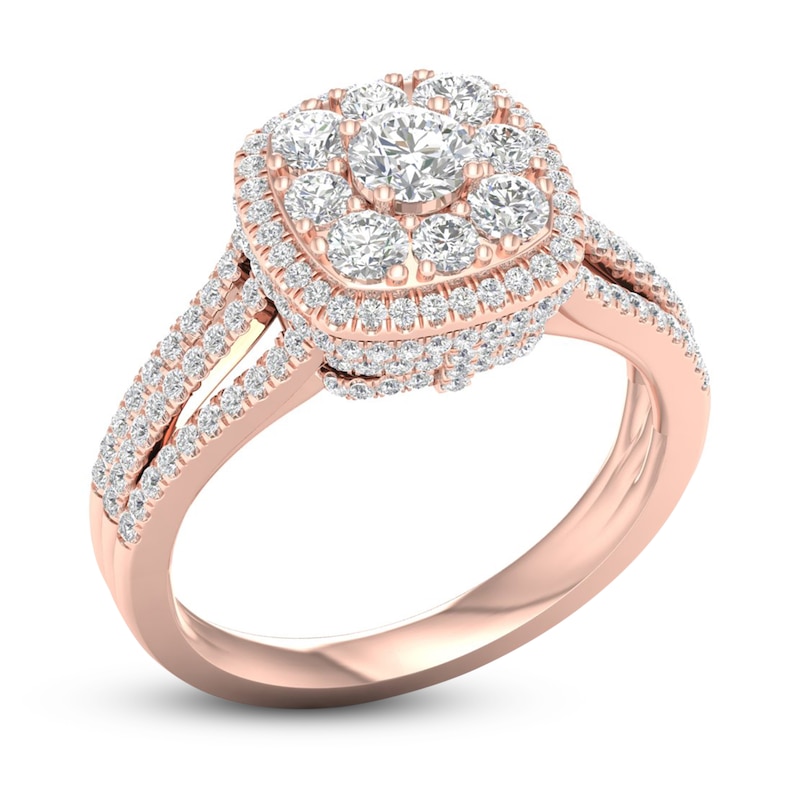 Main Image 2 of Now + Forever Multi-Diamond Engagement Ring 1-1/5 ct tw Round-Cut 14K Rose Gold