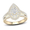 Thumbnail Image 1 of Now + Forever Multi-Diamond Engagement Ring 1-1/5 ct tw Pear & Round-cut 14K Yellow Gold