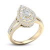 Thumbnail Image 1 of Multi-Diamond Engagement Ring 1-1/5 ct tw Pear & Round-cut 14K Yellow Gold