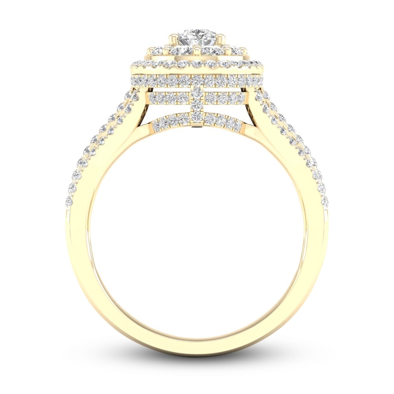 Main Image 4 of Now + Forever Multi-Diamond Engagement Ring 1-1/5 ct tw Pear & Round-cut 14K Yellow Gold