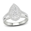 Thumbnail Image 1 of Now + Forever Multi-Diamond Engagement Ring 1-1/5 ct tw Pear & Round-cut 14K White Gold
