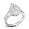 Thumbnail Image 1 of Multi-Diamond Engagement Ring 1-1/5 ct tw Pear & Round-cut 14K White Gold