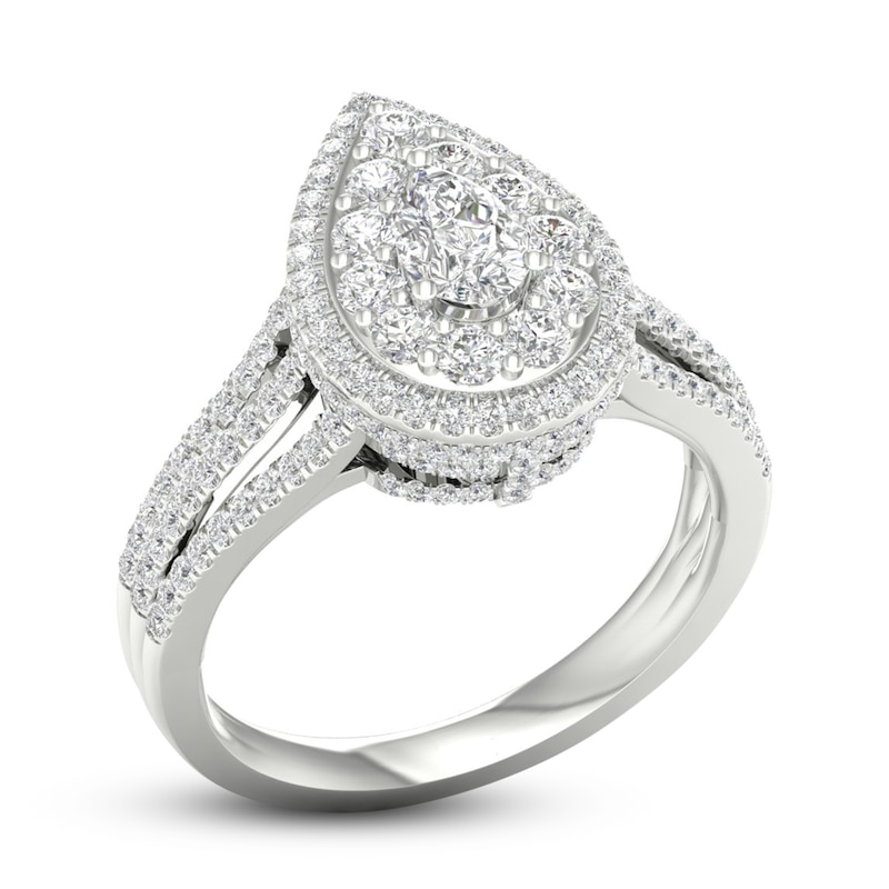 Main Image 2 of Now + Forever Multi-Diamond Engagement Ring 1-1/5 ct tw Pear & Round-cut 14K White Gold