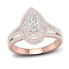 Thumbnail Image 0 of Multi-Diamond Engagement Ring 1-1/5 ct tw Pear & Round-cut 14K Rose Gold