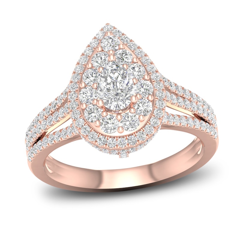 Main Image 1 of Now + Forever Multi-Diamond Engagement Ring 1-1/5 ct tw Pear & Round-cut 14K Rose Gold