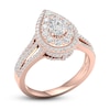 Thumbnail Image 1 of Multi-Diamond Engagement Ring 1-1/5 ct tw Pear & Round-cut 14K Rose Gold