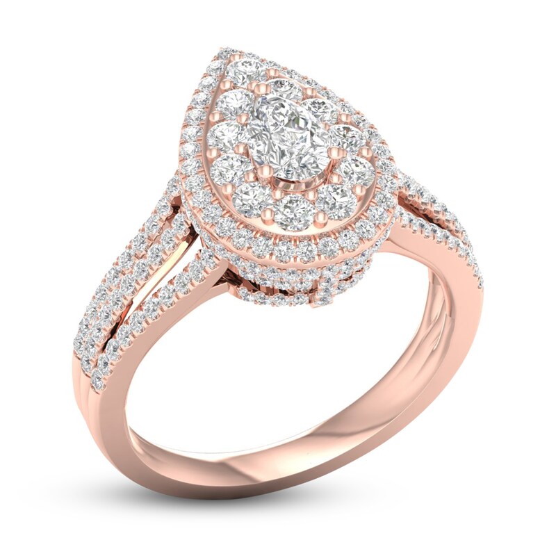 Main Image 2 of Now + Forever Multi-Diamond Engagement Ring 1-1/5 ct tw Pear & Round-cut 14K Rose Gold