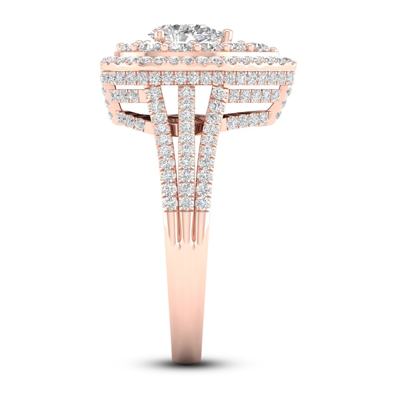 Main Image 3 of Now + Forever Multi-Diamond Engagement Ring 1-1/5 ct tw Pear & Round-cut 14K Rose Gold