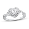 Diamond Engagement Ring 5/8 ct tw Heart & Round 14K White Gold