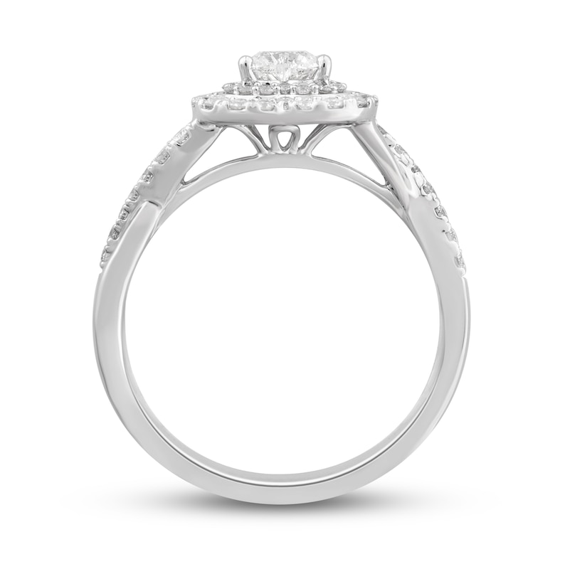 Diamond Engagement Ring 5/8 ct tw Heart & Round 14K White Gold