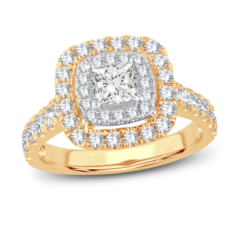 Multi-Diamond Engagement Ring 1-1/2 ct tw Princess & Round-Cut 14K Yellow Gold