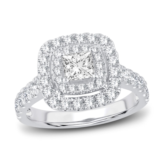 Now + Forever Multi-Diamond Engagement Ring 1-1/2 ct tw Princess & Round-Cut 14K White Gold