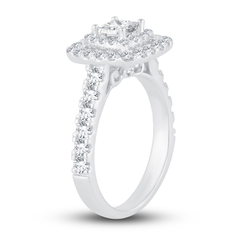 Multi-Diamond Engagement Ring 1-1/2 ct tw Princess & Round-Cut 14K White Gold