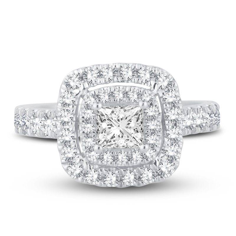 Multi-Diamond Engagement Ring 1-1/2 ct tw Princess & Round-Cut 14K White Gold