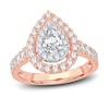 Thumbnail Image 0 of Multi-Diamond Engagement Ring 1-1/2 ct tw Pear & Round-cut 14K Rose Gold