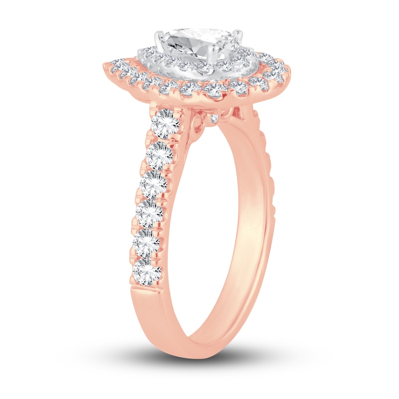 Multi-Diamond Engagement Ring 1-1/2 ct tw Pear & Round-cut 14K Rose Gold