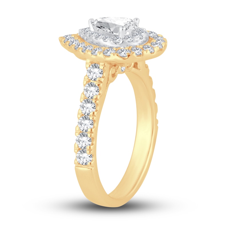Multi-Diamond Engagement Ring 1-1/2 ct tw Pear & Round-cut 14K Yellow Gold